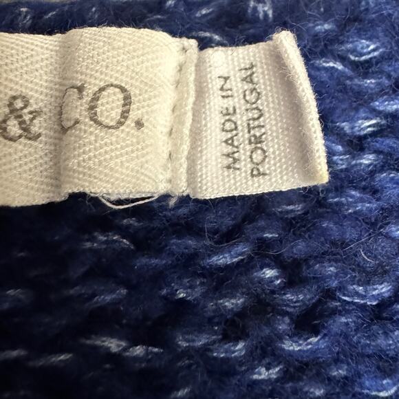 Celtic & Co. Luxe V Neck Jumper Chunky Knit Blue Short Sleeve Sweater Size Med - Picture 5 of 6